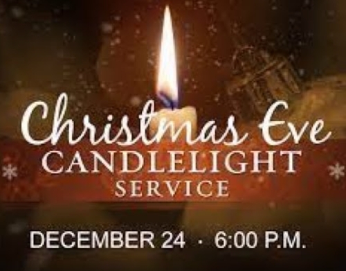 CHRISTMAS EVE CANDLELIGHT SERVICE IN THE SANCTUARY 6PM DECEMBER 24